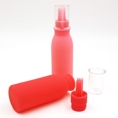 Heat Resistant Round Silicone Pastry Brush Oil Dispenser Bottle with Basting Brush