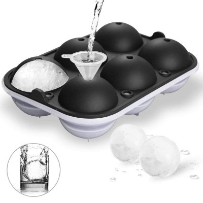 6 Cavity Silicone Ice Ball Maker Easy Release Food Grade Flexible Stackable Safe Ice Cube Molds for Whiskey Cocktails Baby Food