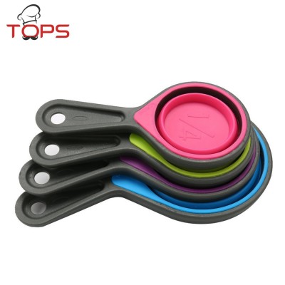 Kitchen Collapsible Measuring Cups Spoons Set/ 4pc Silicone Collapsible Measuring Cups