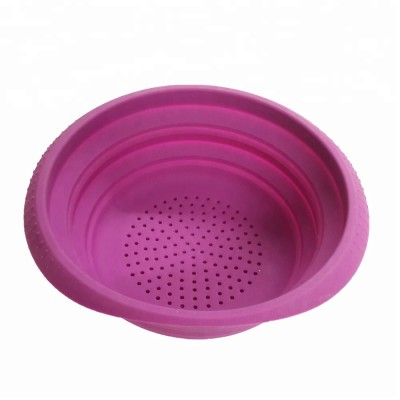 Eco-Friendly,Stocked Feature and LFGB Certification 6 Inch Silicone Collapsible Strainer / Foldable Silicone Strainer