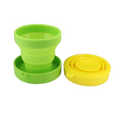 Food grade silicone collapsible cup, folding cup with lid for outdoor and travel