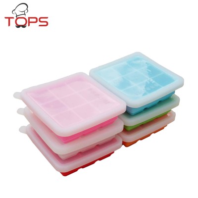 Keep Drinks Chilled 9 Cavities Silicone Ice Cube Tray maker Chocolate molds With Lids