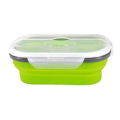 Food-grade LFGB approved Collapsible 1 Compartment Silicone Bento Lunch Box Folding Silicone Camping Food Container