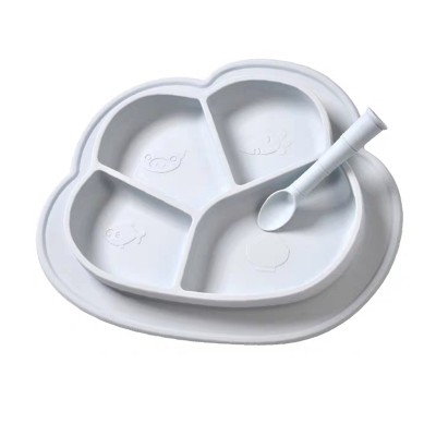 Wholesale Cloud Shape Suction Safe Baby Suction Silicone Bowl and Spoon Set