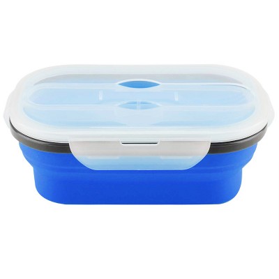 New Designed Microwave Safe bento lunch box Collapsible Silicone Food Container With Fork Silicone folding Lunch Box