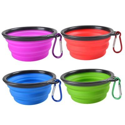 Top quality Silicone Collapsible Pet Bowl Portable Dog Food and Water Bowl with a Free Carabiner