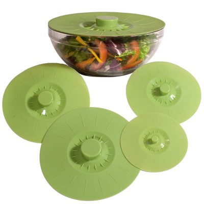 Microwave Plate Cover Silicone Suction Lids Airtight Seal and Set of 4 Pan or Pot Lid, Microwave Splatter Guard