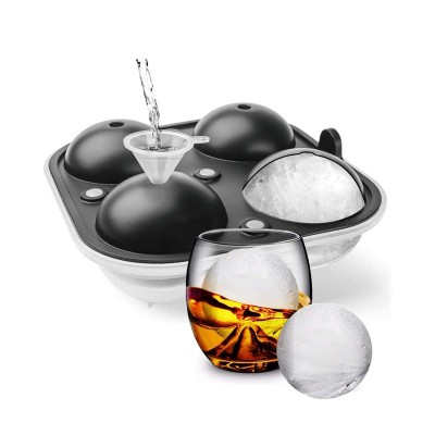 BPA Free Reusable Ice Cube Trays Silicone Sphere Ice Ball Maker with Lid and Large Round Ice Cube Molds for Whiskey