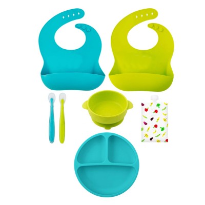 2020 Amazon Hot Sale New Bpa Free Silicon Baby Feeding Supplies Set