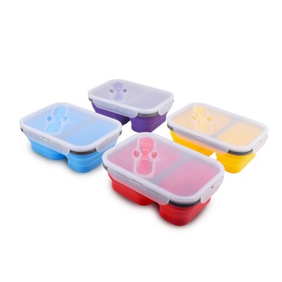 Wholesale Microwave Safe Folding Steamer Silicone Lunch Box Collapsible Silicone Food Storage Container